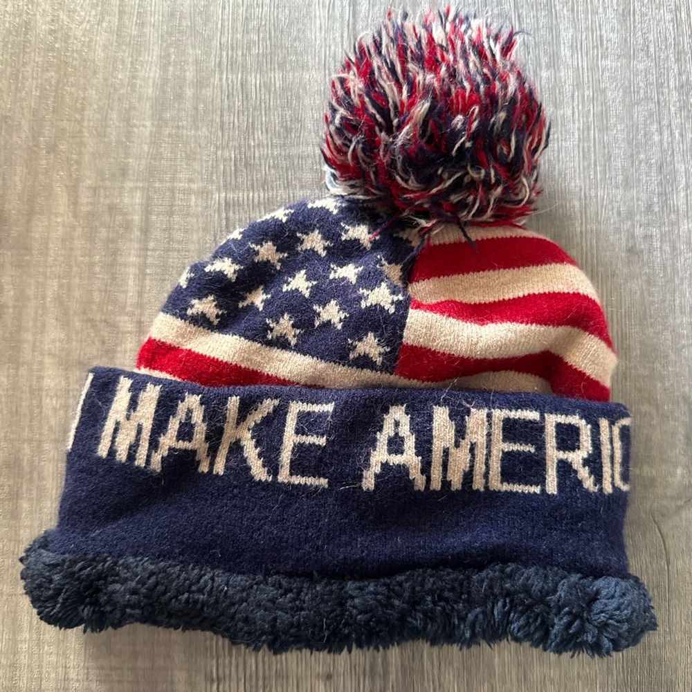 American Flag Knit Pom Beanie